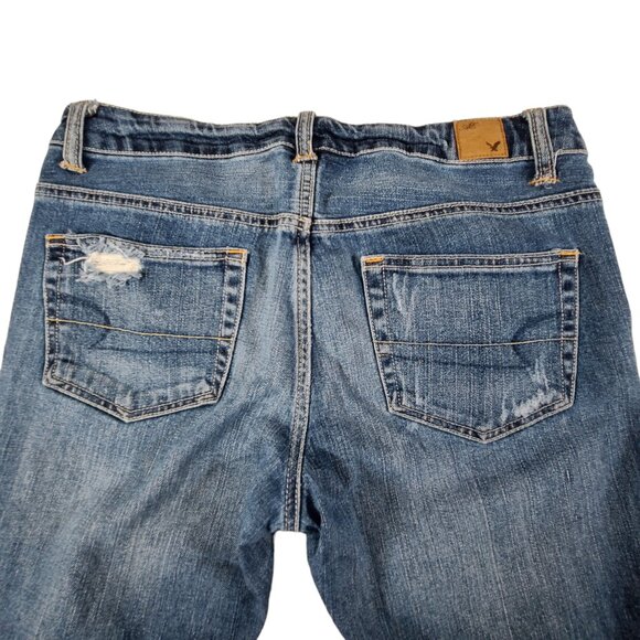 American Eagle Jeans Women 6 32x26 Stretch Slouchy Medium Wash Mid Rise Blue 90s - Picture 6 of 14